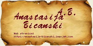 Anastasija Bičanski vizit kartica